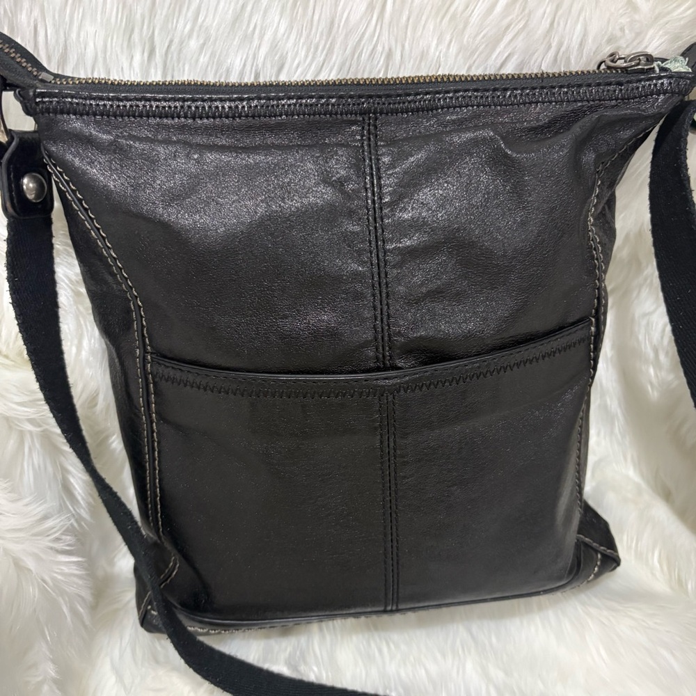 The Sak Black Leather Crossbody with Front Zip Pocket - Picture 5 of 10